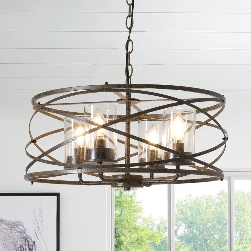Garwarm 4-Light Dimmable Farmhouse Adjustable Ceiling Lamp - Unique Chandelier for Living Room Home Decoration
