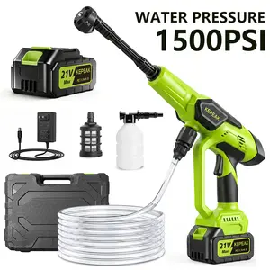 【SummerVibes】KEPEAK 1500PSI Cordless Pressure Washer Machine, Water Squirter, Water Blaster Portable Power Washer Handheld High-Pressure Car Washer 6-in-1 Adjustable Nozzle for Car/Garden/Outdoor Cleaning,Perfect Gift Ideas fathersdaygiftideas
