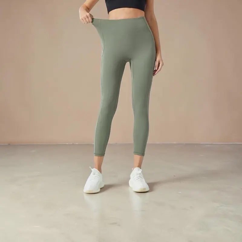 Army Green Semi Ankle Length Leggings for Women - Comfortable & Stylish Bottoms for Everyday Wear - Womenswear