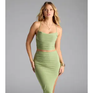 Always Happy Hour Cowl Neck Crop Top