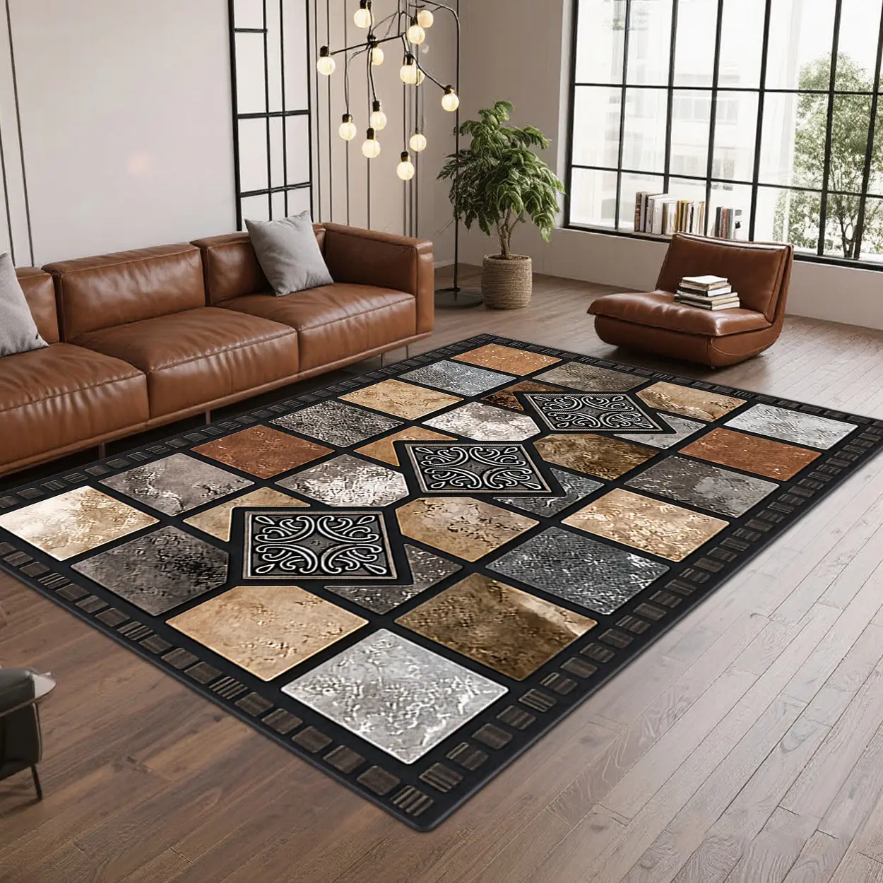 Luxury Vintage Patterned Velvet Carpet, Soft Comfortable Home Decor Rug, Living Room Sofa Mat, Bedroom Bedside Rug, Multi-Scene Use,merry Christmas、let it snow