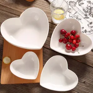 Creative Pure White Heart-Shaped Ceramic Plate Bowl