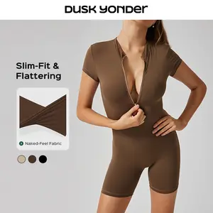 Women's Athletic Zipper Workout Seamless Stitching Tummy Control High Elasticity Butt Lifting Jumpsuit for Yoga Gym Running Women’s Sculpting Workout Wear Womens wear Shapewear Bodysuit One-piece Yoga Suit Stylish Activewear Gym wear fitness clothes