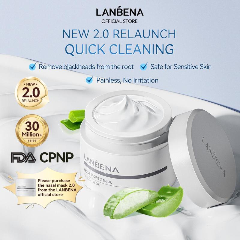 LANBENA 2% BHA Nose Plants Pore Strips Blackhead Mask Deep Cleansing with Amazonian White Clay & Aloe Vera 30g for Pore Health - Moisturize (Updated version in circulation).