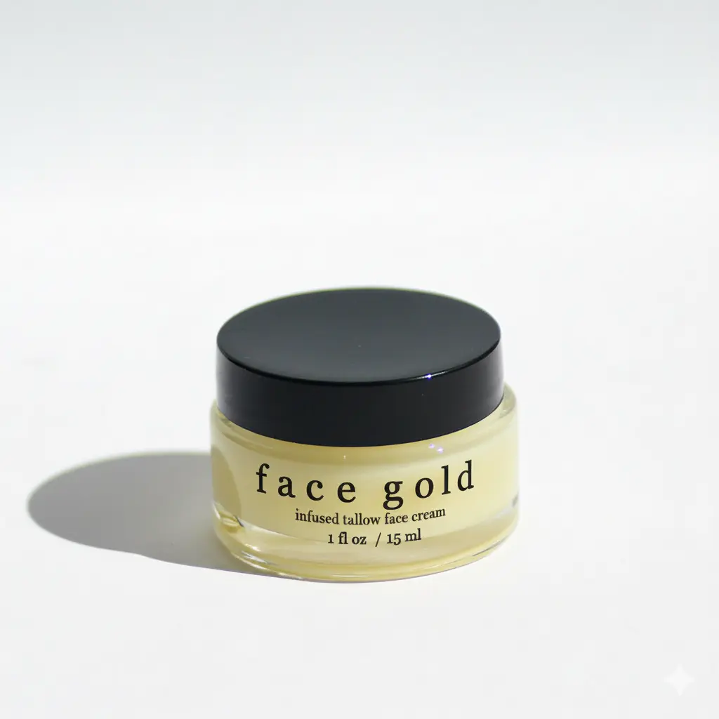 Face Gold Tallow Facial Balm | Deeply Nourishing Overnight Moisturizer with Grass-Fed Tallow & Camellia Oil