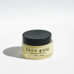 Santo Cabo Face Gold Tallow Facial Balm with Camellia Oil + Frankincense + Carrot Seed Essential Oil  for Deep Hydration Soft Skin 1 oz Glass Jar Infused with Rose Petals Lavender Buds Calendula Flowers