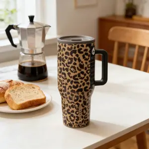 HydroJug 40oz Leopard Print Insulated Tumbler, Dual Sip Lid, Stylish Design, Leak-Proof & Portable, Car  Holder Friendly for All Occasions Vacuum Water Bottle with Straw Starlight new leak-proof vacuum  Rooster cute theme cup