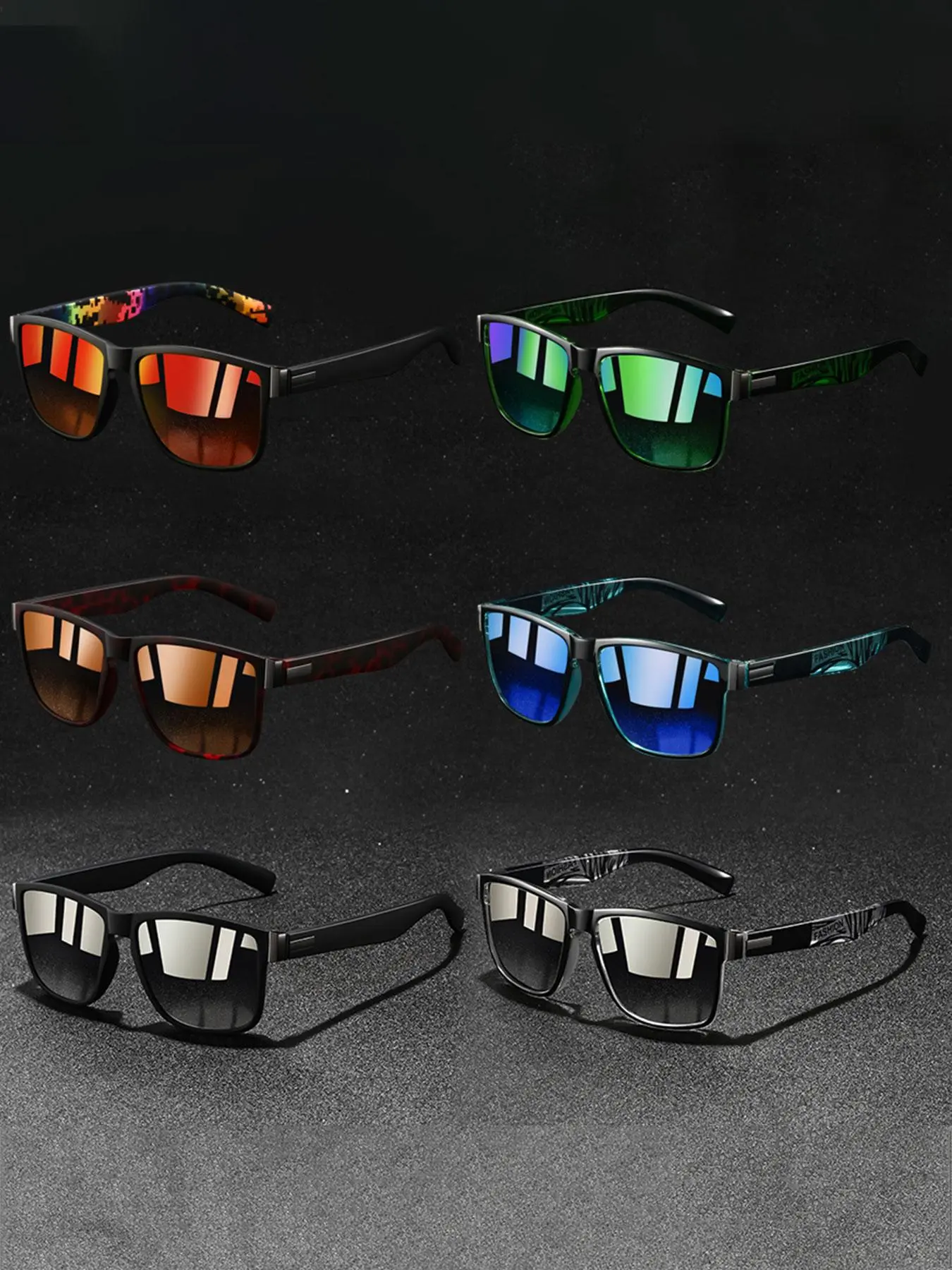 6 pairs fashion retro color blocking square glasses,suitable for both men and women,provide multiple color options,adopt non-slip rubber nose pads to ensure comfortable wear.suitable for daily casual wear,ideal accessory for any occasion