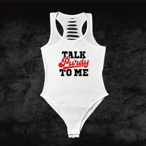 White San Francisco Football Talk PURDY To Me Bodysuit, Football outfit, Niner Nation Gift Idea
