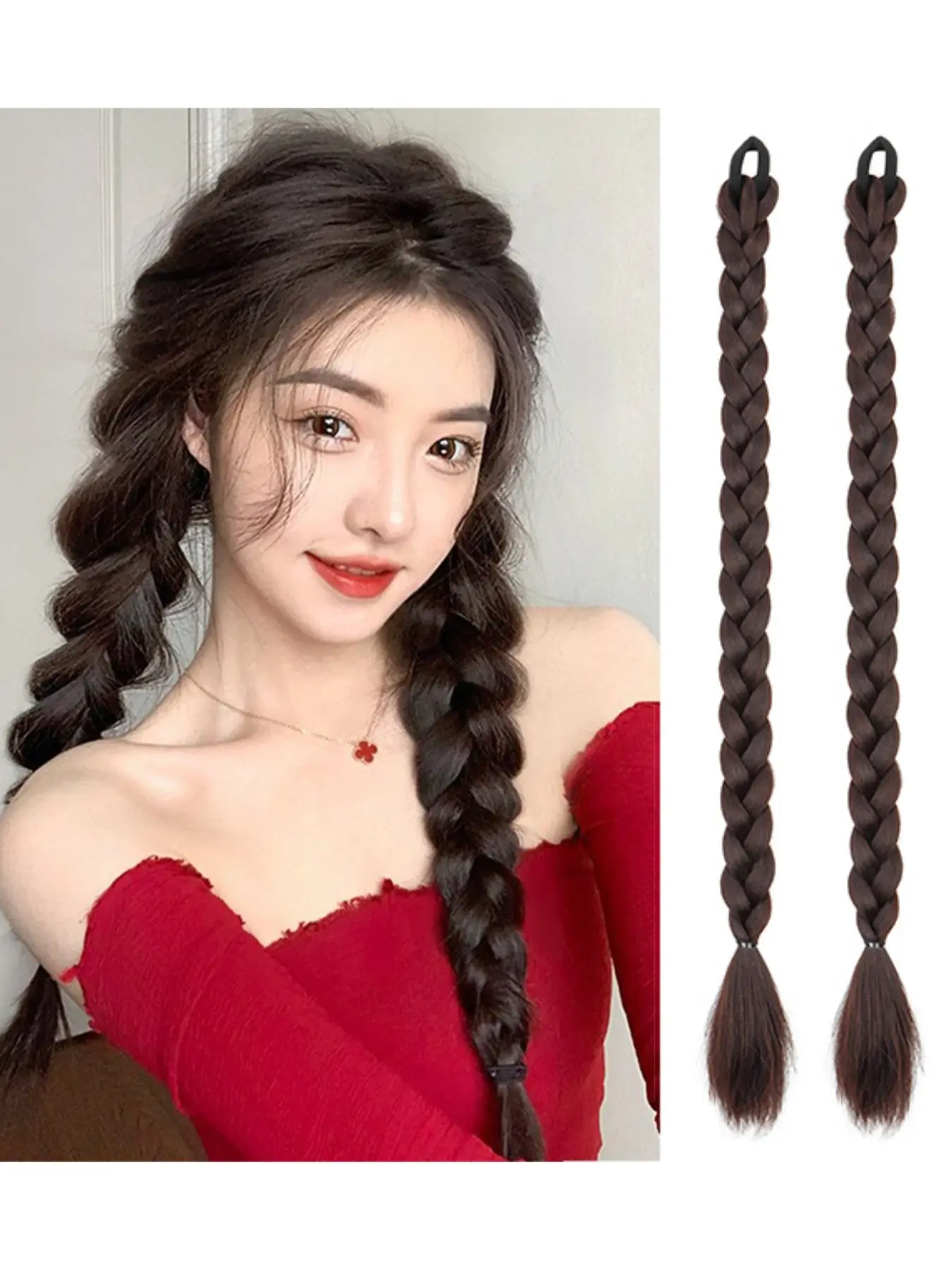 Women's Braided Ponytail Hairpiece, Synthetic Extensions, Braids Ponytail Extension, Natural Look, Sweet & Cool Style, Perfect for Daily Wear, Easy-To-Style Accessory