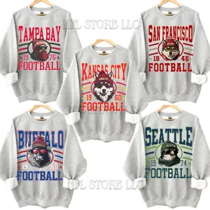 New Retro Style Varsity All Team Football Animal Crewneck Sweatshirt - Sport Grey Color, Long Sleeve, Medium Clothing Length - Spirit Animal Football, Sports Hometown, Menswear, All Sizes OAS