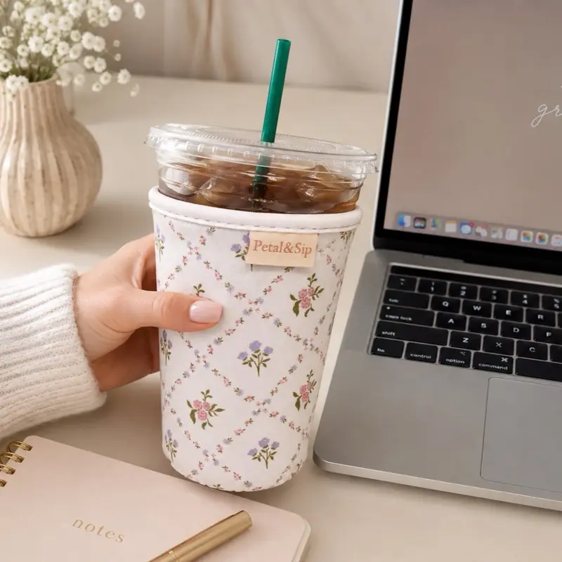 Aesthetic Coffee Sleeve for Iced Coffee | Reusable Cup Cozy | Fits Most Cold Drink Cups | Gift for Coffee Lovers