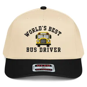 NX1 Worlds Best Bus Driver Embroidered 2 Tone Hat Mid Crown Curved Bill Snapback Trendy Vintage Retro Cap for Men and Women