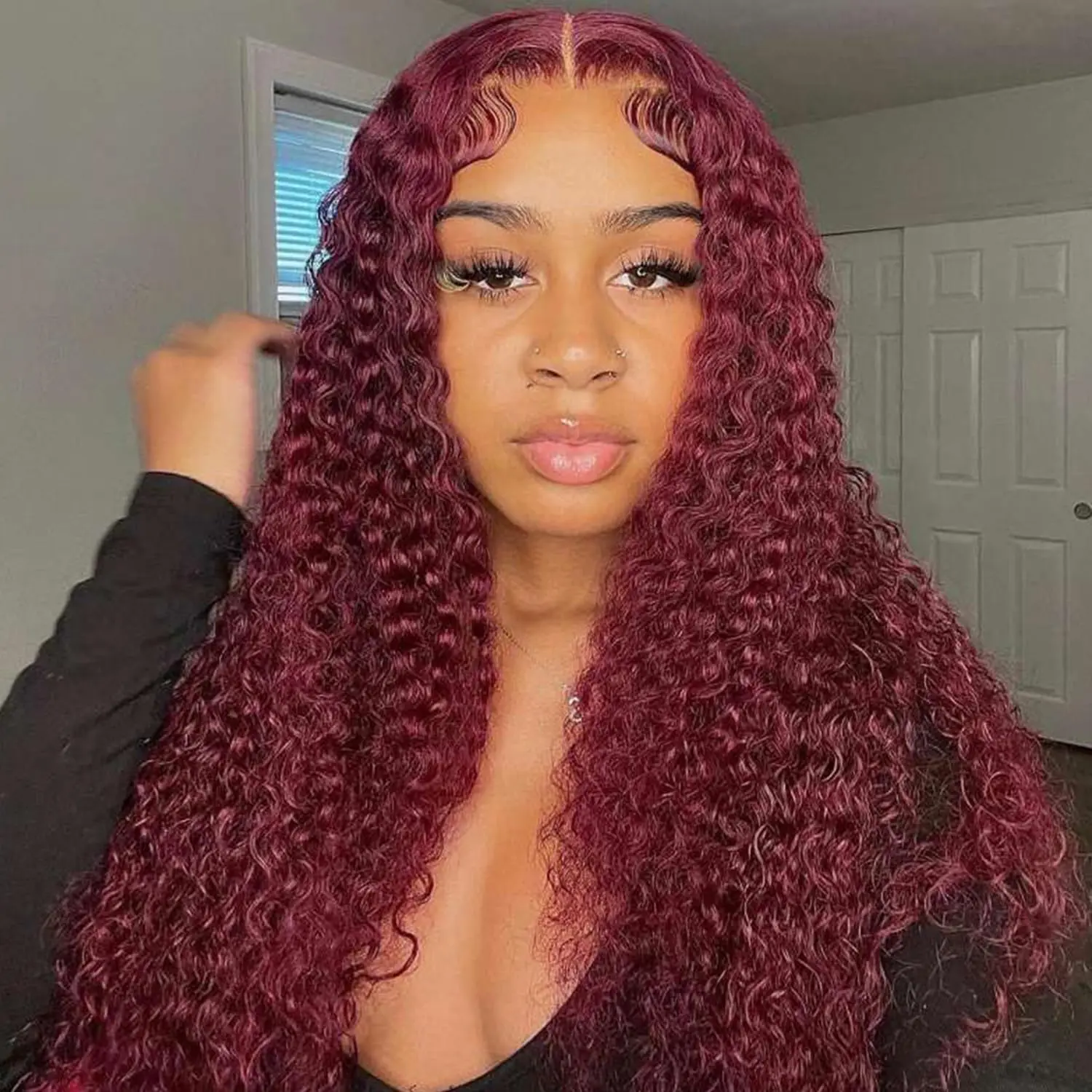 99J Burgundy Deep Wave Wig, 30 Inch 13x6 Human Hair Lace Frontal for Women, HD Transparent Breathable Lace, Pre-Plucked with Baby Hair, High Density, Curly Human Hair Wig, Deep Wave Wig 13X6