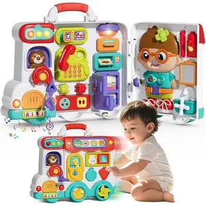 Musical Busy Board Montessori Toys for Toddler 1-3, Early Educational Montessori Toy for 1 2 3 Year Old Boys, Developmental Toy for 12-18 Month Age, Birthday Gifts Toys for 1+ Year Old Boys