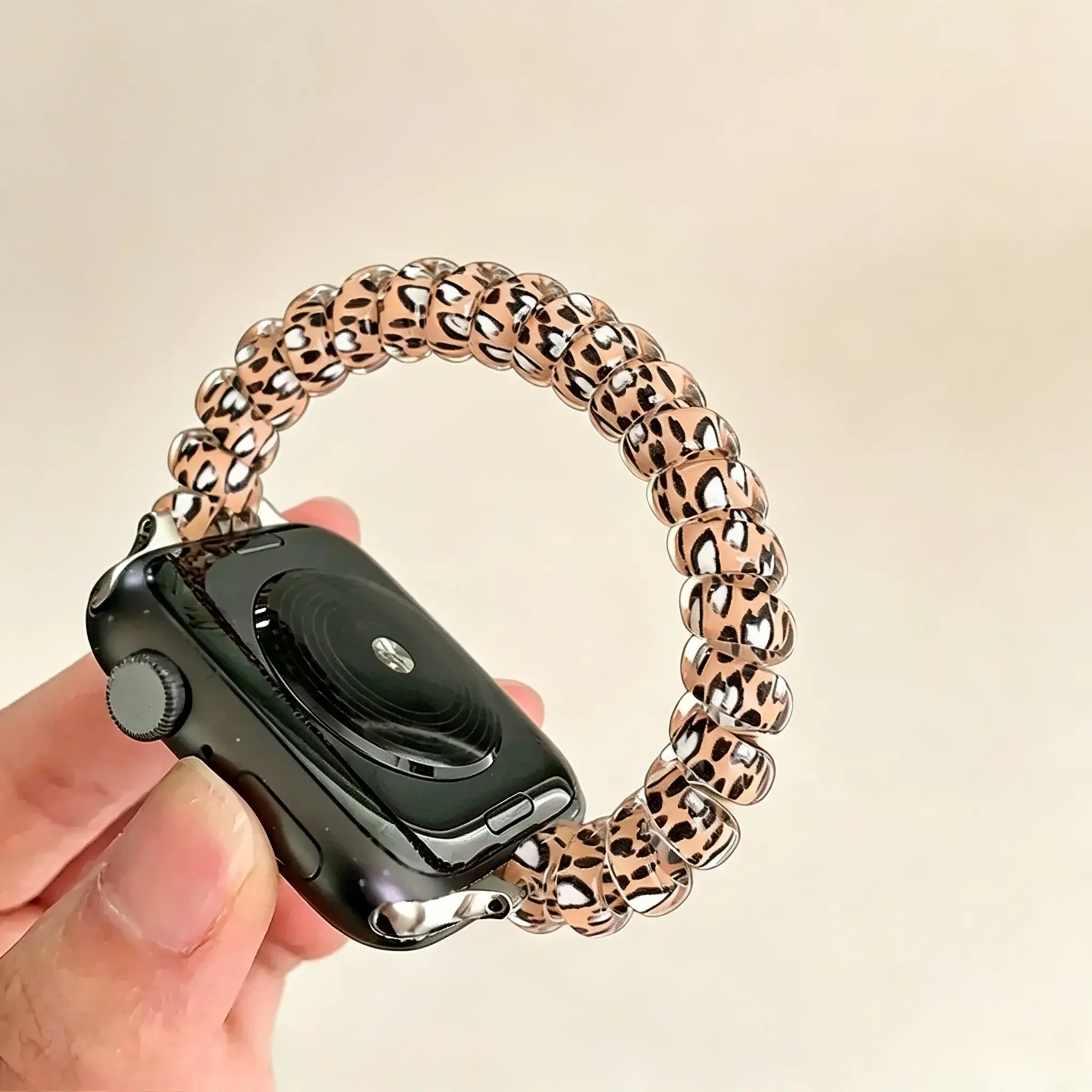 Leopard Print Phone Cord Scrunchie  Band, Stretchy Elastic Strap Compatible with Apple  Series 1-11 Ultra SE (No ) Wearable Chic Wristband
