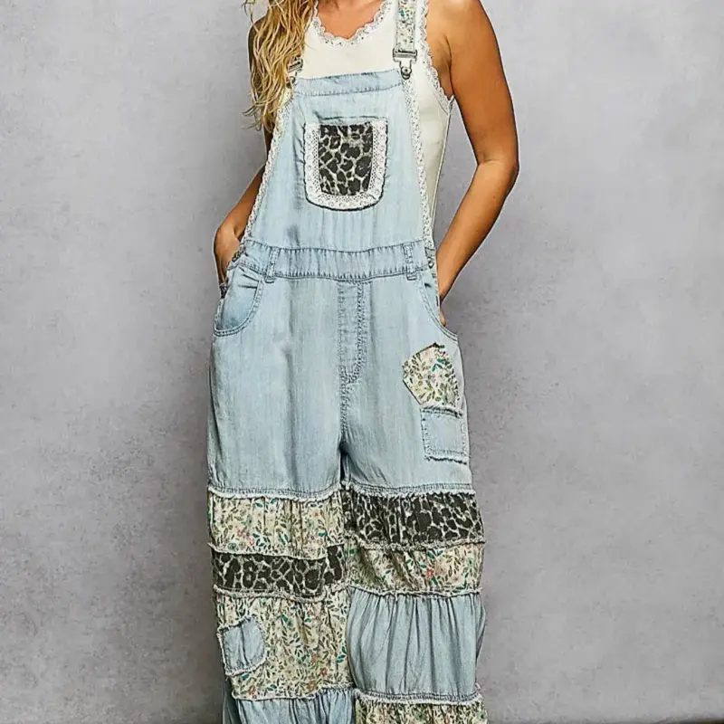 POL patch and animal print overalls Oversized