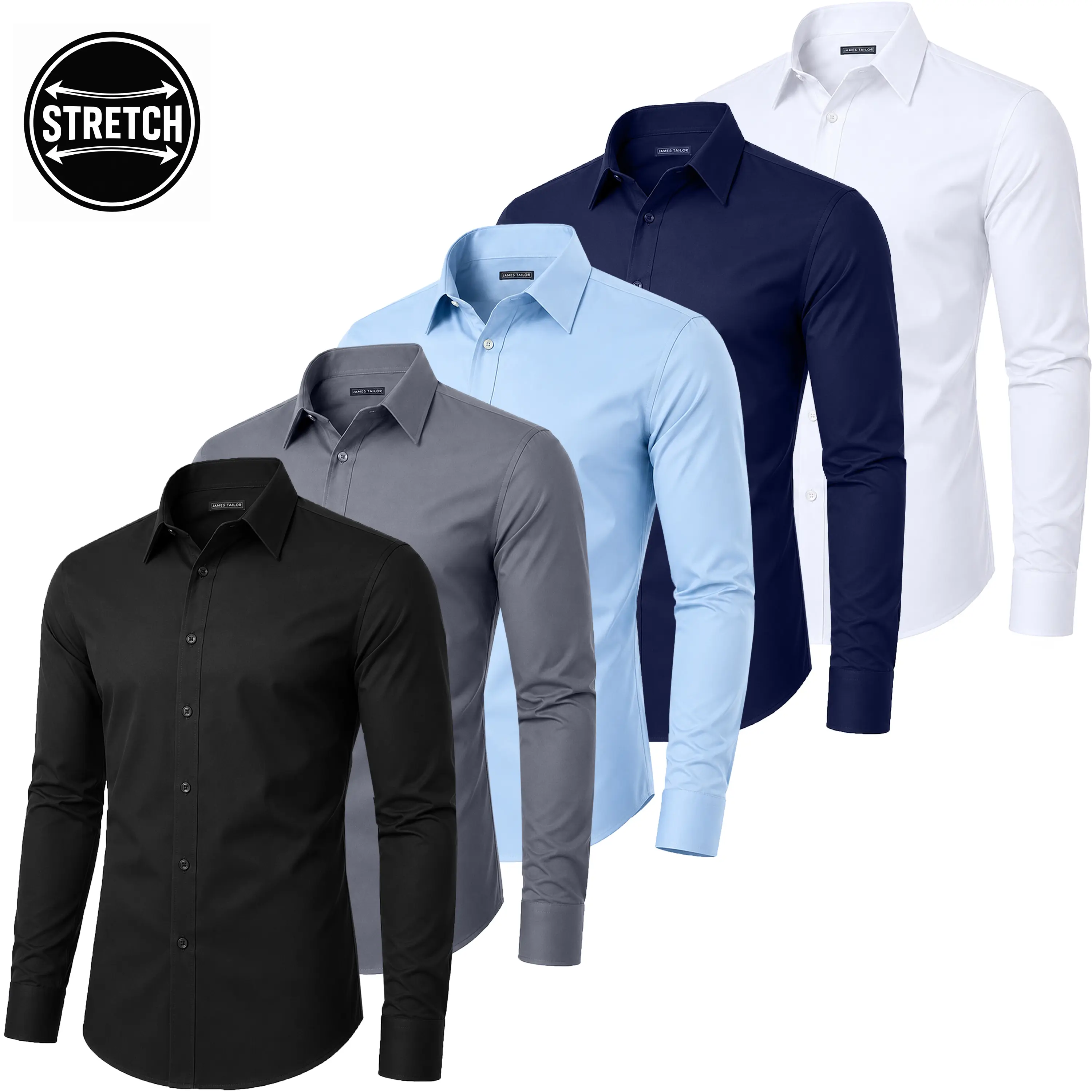 5 Pack Men's Long Sleeve Solid Dress Shirts (Sizes, S-3XL) 5 Pack Men's Long Sleeve Solid Dress Shirts (Sizes, S-3XL)
