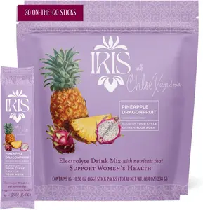 Iris Women’s Daily Electrolyte Drink Mix, Pineapple Dragonfruit, 15 Sticks, Fiber & B Vitamins, 401 Myo and D-Chiro Inositol Blend, Hydration & Daily Wellness Support