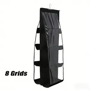 Hanging Bag Organizer, 1 Count Nylon 8 Grids Hanging Handbag Storage Bag, Foldable Space Saving Bag Holder, Home Organizer for Closet, Wardrobe, Pouch Holder