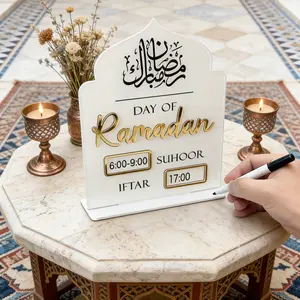 Acrylic Castle Calendar with DIY Date Change Function, Perfect for Ramadan Celebrations, Festive Countdown, Home Decor, Decorative Piece, Party Display, Includes Writing Pen