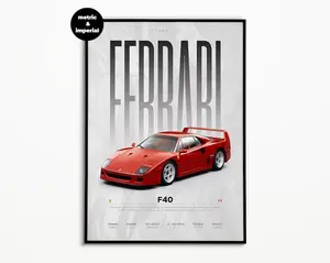 Ferrari F40 Poster  Ferrari Poster Hyper Car Poster  Super Car Print  Art Print  Poster  Home Decor  Wall Decor - NO FRAME