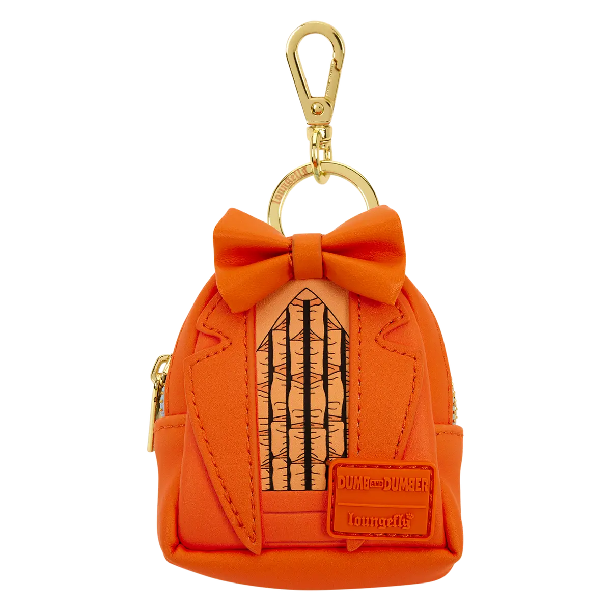 Loungefly Dumb & Dumber Themed Reversible PU Leather Mini Backpack Keychain Charm, Synthetic Material with Zipper (Bag Accessory)