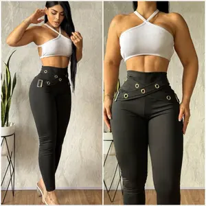 Leggins negro cruzado Tummy Control Leggings Solid Color Leggings