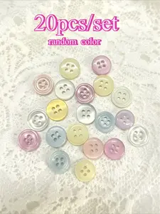 20pcs Set Macaron Mixed Color Resin Buttons, Four-Hole Round Universal Shirt Sweater Open Front, DIY Hand Sewing Buttons