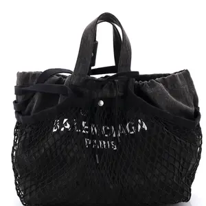 Pre-owned Balenciaga Denim, Mesh Tote Bags REBAG 24/7 Drawstring Tote Mesh and Denim Medium by Rebag