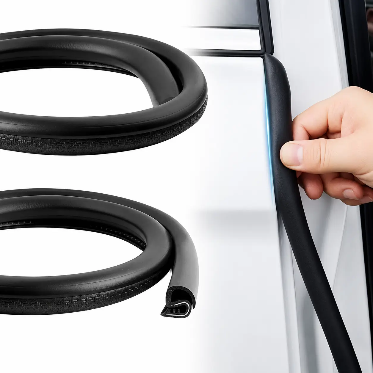 2PCS Buckle-Type EPDM Rubber B-Pillar Seal Strips, Universal Auto Car Interior Accessories, Windproof Gap Sealing, Isolate Wind Noise, Reduce Door-Closing Collision Scratches, Easy to Trim