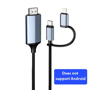 Lulaven 2-in-1 Lightning & Type C to HDMI Cable 6FT or 10FT HD Cable for iPhone 16/15/14/13/Pro/Max & iPad Pro/Air 1080P HD Sync Video and Sound Not for Laptops or Android Phones