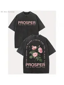 Washed T-shirt | Christian Bible Verse Pattern, 100%, Perfect Gift for Thanksgiving and Christmas, Crew Neck, Short Sleeve, Loose Fit women's and men's tops TikTokShop Black Friday