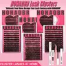HOHADBR Beginner-Friendly Natural Wispy Cluster Lashes Kit - Eyelash Extensions Set with Fairy-Tale Manga Lashes, Easy-to-Apply Soft Comfortable Wispy Natural False Eyelashes & Adhesives for At-Home Makeup