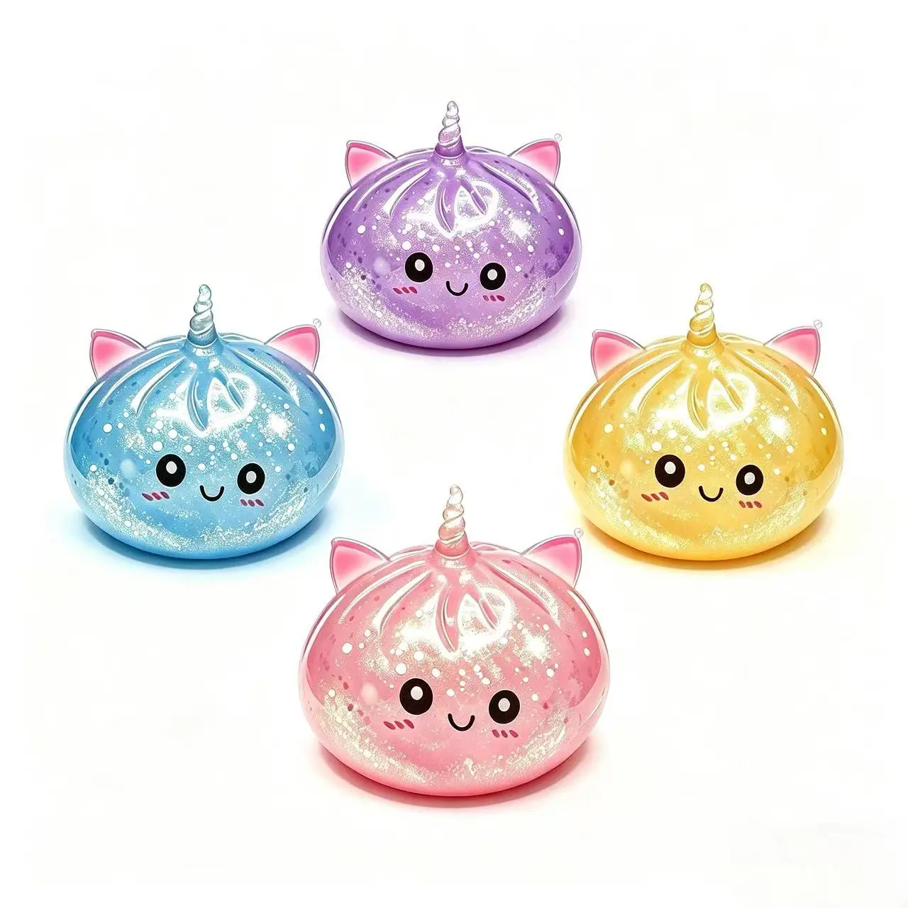 KIDGENIUS Gel-Filled Glitter Unicorn Squishies Toy - Soft Squeeze Fidget Desk Toy for Stress Relief, Squishies Toys