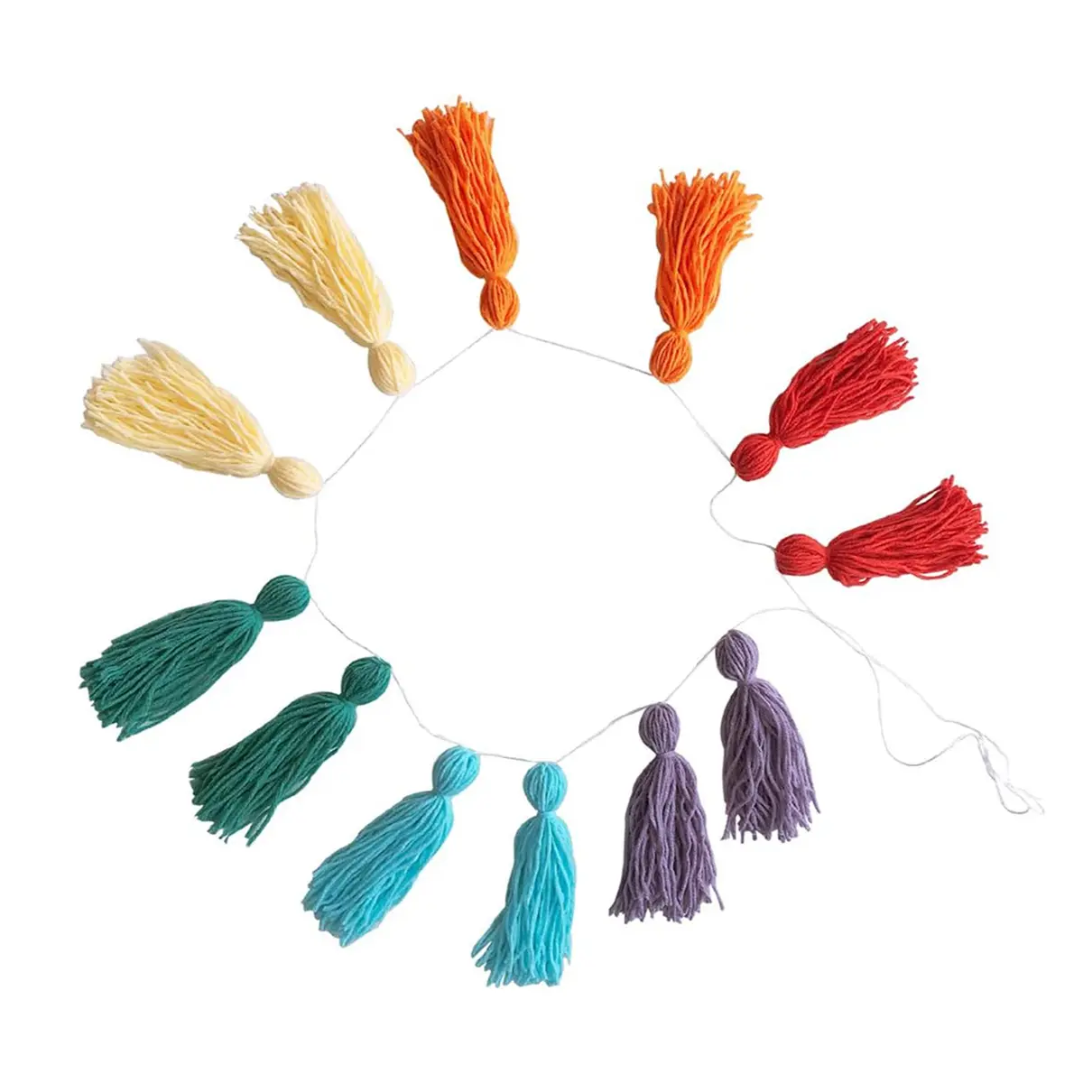 Fluffy Soft Wool Boho Tassel Hanging Decor Banner - Decorative, Durable, Modern Woven Colorful Fringe Garland, Holiday Scene Decoration for Bedroom, Living Room Home Decor Accessories