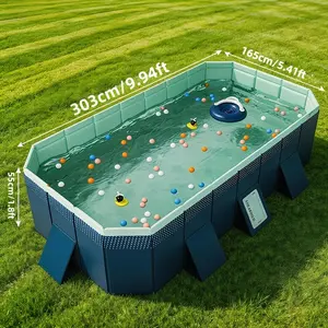 S9262738435This extra-large, thickened frame-style non-inflatable swimming pool (9.94x5.41x1.8FT) is ideal for summer cooling off, swimming, parties, and leisure activities. Suitable for homes, backyards, outdoor areas, gardens, and other similar spaces.