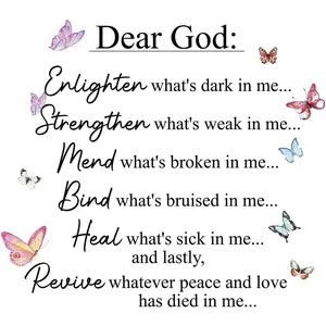 Dear God Inspirational Sayings Wall Stickers, Prayer Room Christian Religious  Scripture Affirmation Motivational  Quotes  for Bedroom, Living Room, Peel and Stick (23''x20'')