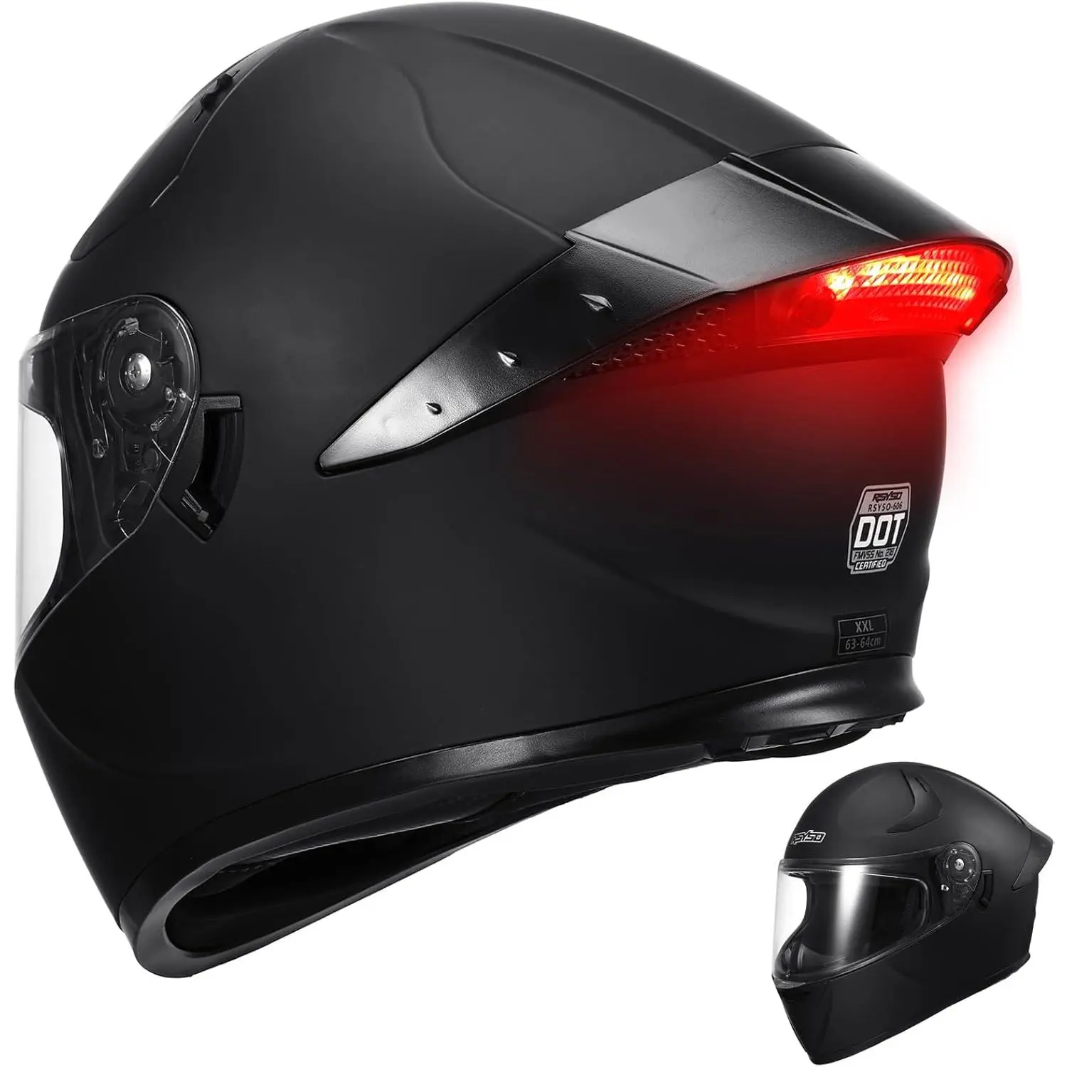Full Face Motorcycle Helmet Led Dual Visor Tail Light DOT Approved  Motorbike Racing Street Bike Helmets for Adult - TikTok Shop