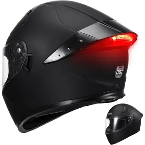 Full Face Motorcycle Helmet Led Dual Visor Tail Light DOT Approved Motorbike Racing Street Bike Helmets for Adult