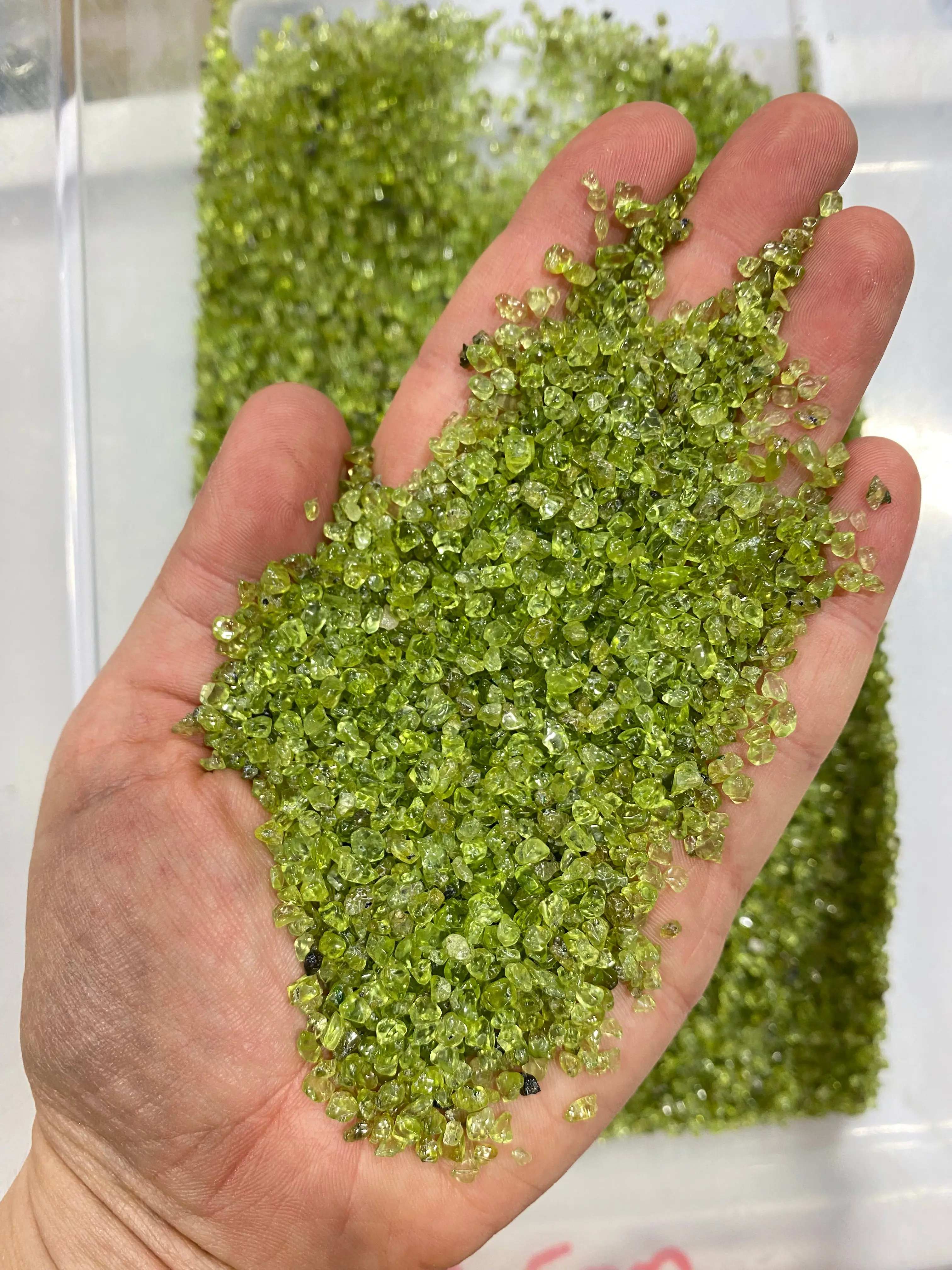 Bulk Peridot Crystal Chips (1 lb. Bag) Size 3mm to 5mm, Natural Peridot Gemstone Chips