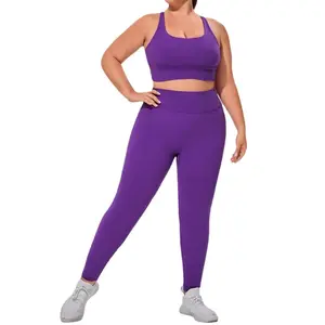 Plus Size Yoga Set - Naked Feel 2-Piece Workout Outfit, High Waist & Breathable