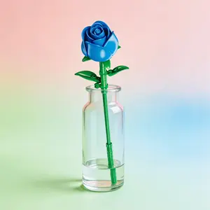 Eternal Blue Rose Building Set (41 Pcs) - Everlasting Flower Bouquet, Modern Aesthetic Room Decor, Creative Gift for Women, Teens, Mom & Adults, Desktop Art Toy, Mother's Day Gift 8+