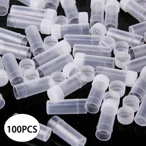 100pcs 5ML Small Plastic Containers Storage Bottles Jars Empty Pill Bottles Sample Bottles Vial Test Tube with Caps for Solid Powder Pills Seeds Healthcare Tin