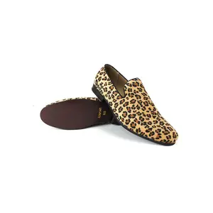 Mens Slip On Tan Leopard Print Modern Dress Shoes Loafers By AZARMAN