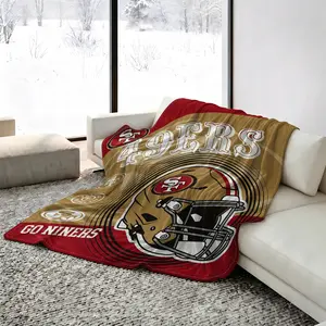 Red Gold San Francisco 49ers Cooling Blanket, Arc-Chill Q-Max >0.35 Cool Fiber Summer Throw, Lightweight Breathable Blanket for NFL Fans, Football Team Helmet Print, Ideal for Bed, Couch, Game Room & Summer AC Use