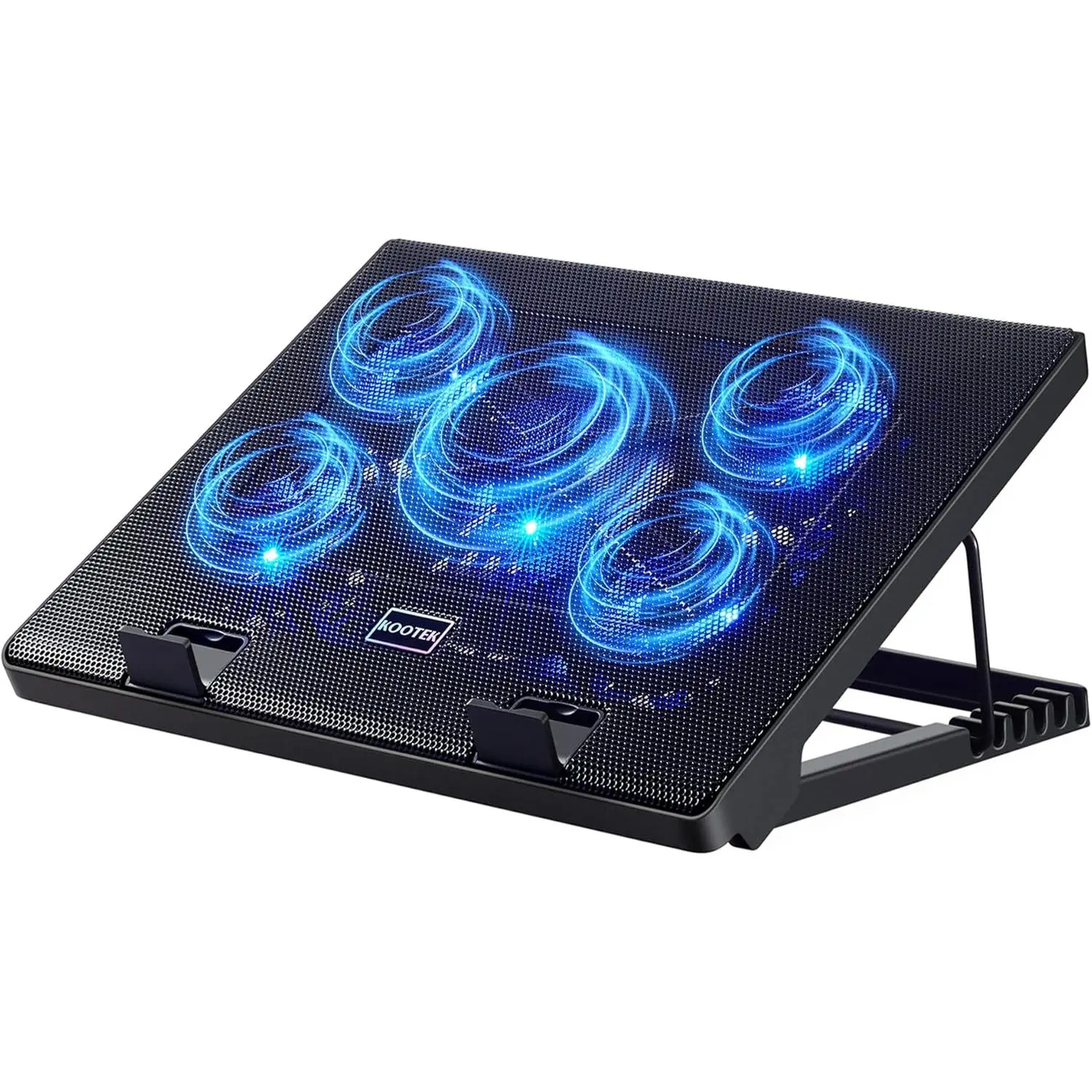 Kootek Laptop Cooling Pad, Laptop Cooler with 5 Quiet Fans for 12"-17" Computer PC Notebook Gaming Laptop Fan, Height Adjustable Laptop Cooling Stand Laptop Accessories, Blue