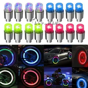 LED_LUO 4PCS Car Auto Wheel Tire Tyre Air Valve Stem LED Light Caps Cover Accessories Multicolor Illumination for Cars & Motorcycles