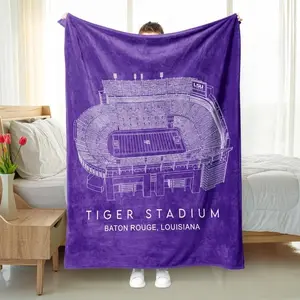 Tiger Stadium Blanket - Louisiana State University Football Blanket Soft Throw Blanket for Couch, Bed, Sofa Luxurious Warm and Cozy for All Seasons  Family and Friends Perfect Christmas Present
