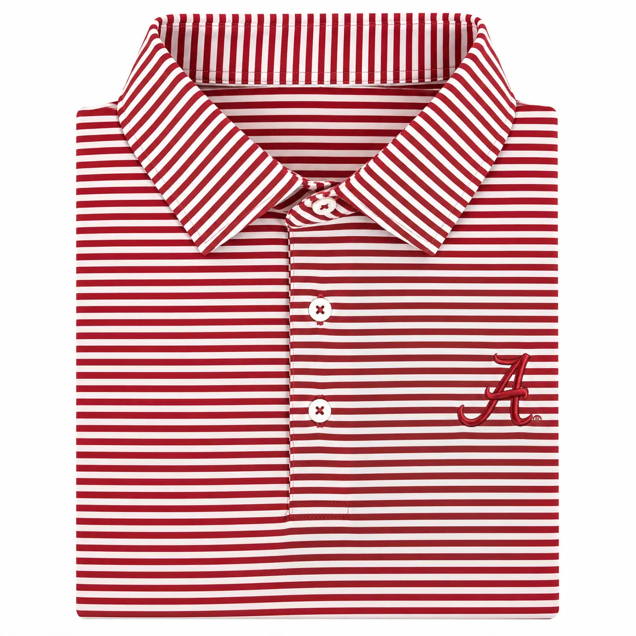 Alabama Birdie Stripe Performance Polo Shirt, Short Sleeve Collegiate Golf Top